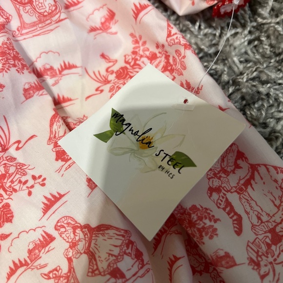 Magnolia Steel Christmas Toile Smocked Bishop 76 4807/size6 Dress - Picture 2 of 5